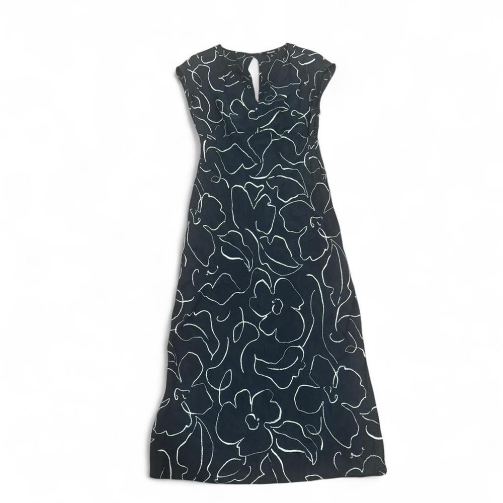 Madewell Black Maxi Dress with White Floral Outline
